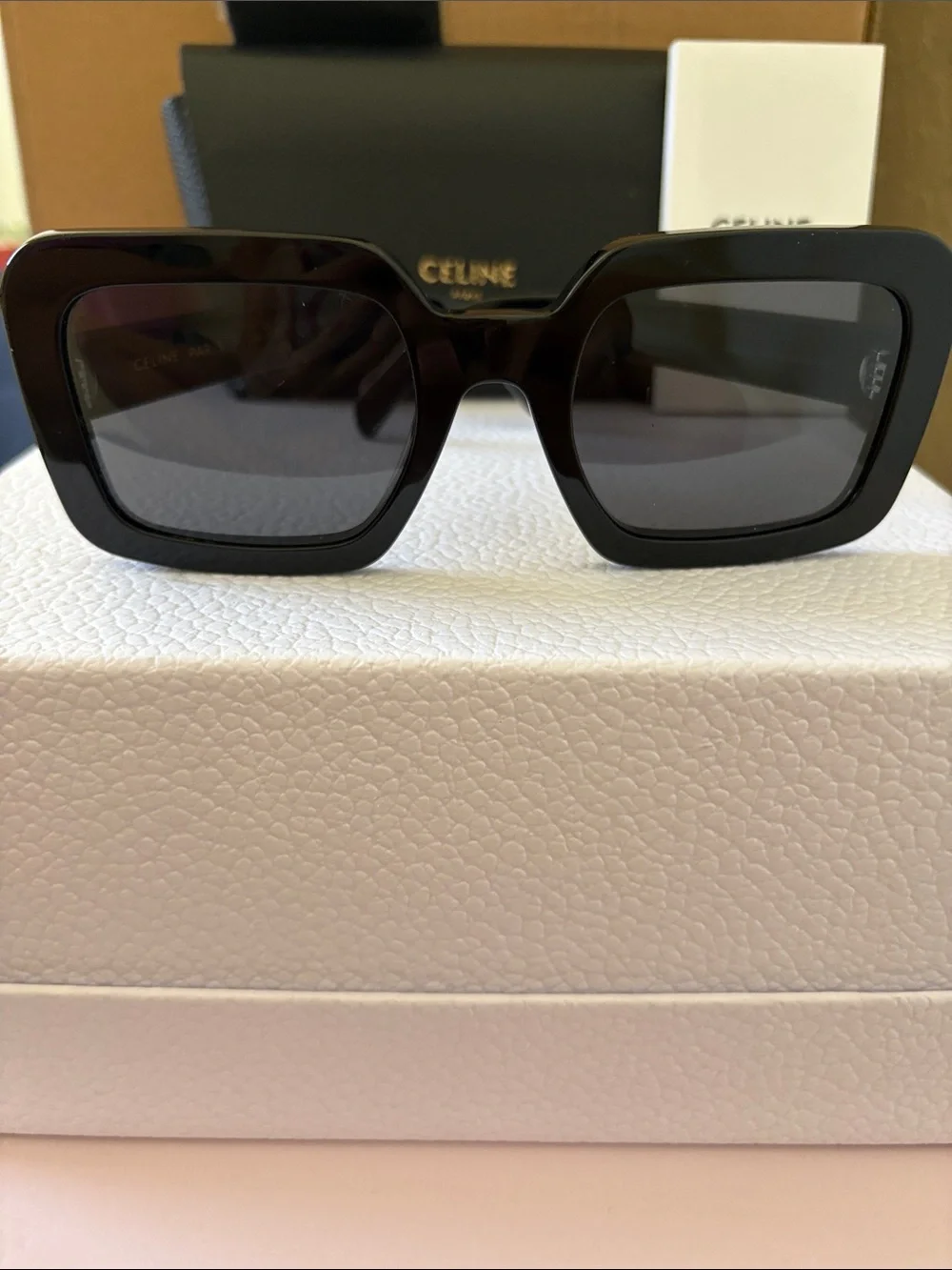 Celine Black Square Oversized Sunglasses with Dark Lenses
